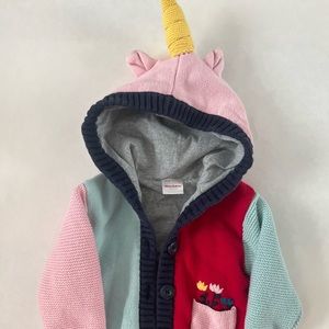 Hanna Andersson Unicorn Rainbow Knitted Jacket Toddler Girls
